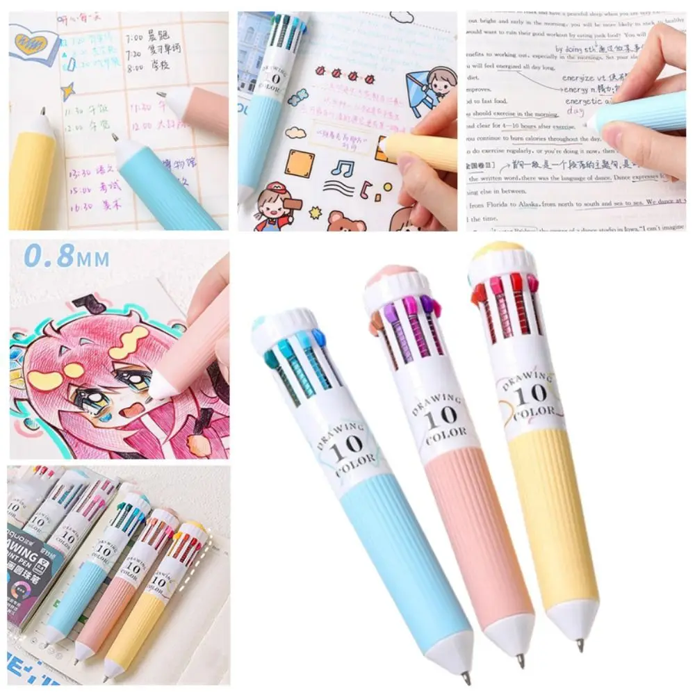 

3 шт./компл. креативная механическая шариковая ручка 10 в 1, 0,8 мм, разноцветные шариковые ручки для письма, гладкие, разноцветные