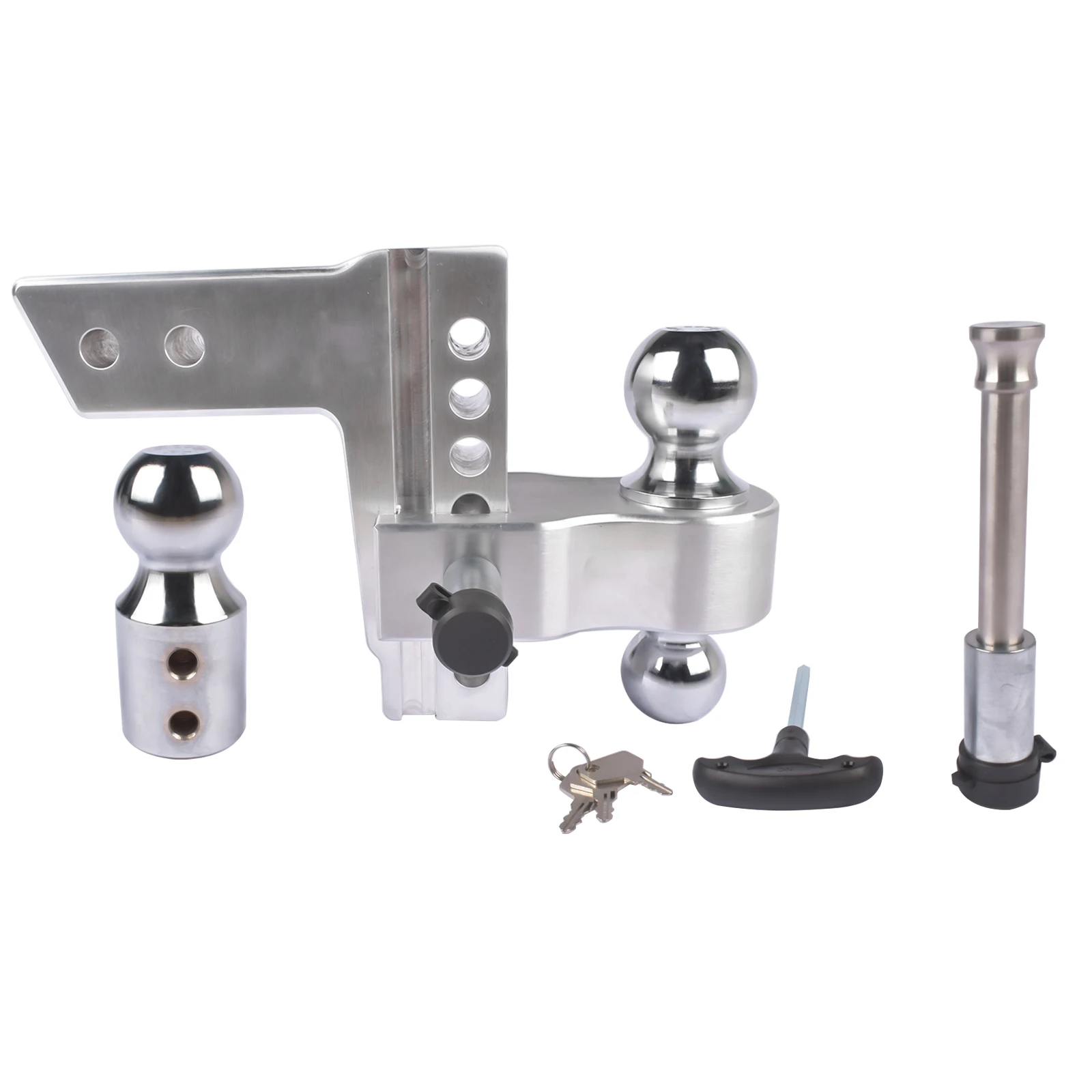 

AP03 Silver Adjustable Trailer Hitch Replaceable Tri Balls Fits 2.5 Inch Receiver Receiver 6" Drop 18500lbs