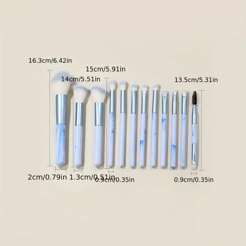 Pinceaux de maquillage super doux pour le visage, brosse à cheveux, fond de teint, poudre, fard à joues, fard à barrage, correcteur, mélange, outils cosmétiques, haute qualité, 12 pièces