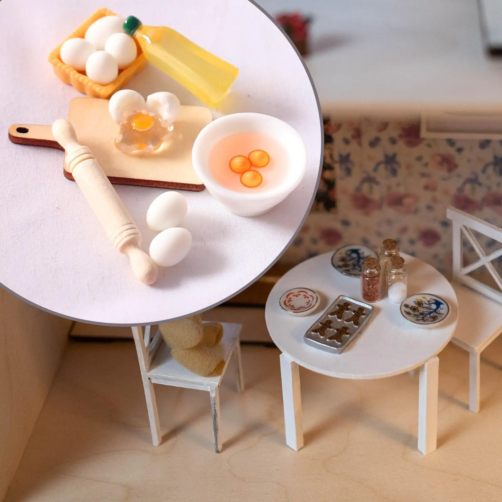 

9Pcs 1:12 Scale Dollhouse Baking Set Photo Props Bakery Decoration Playset