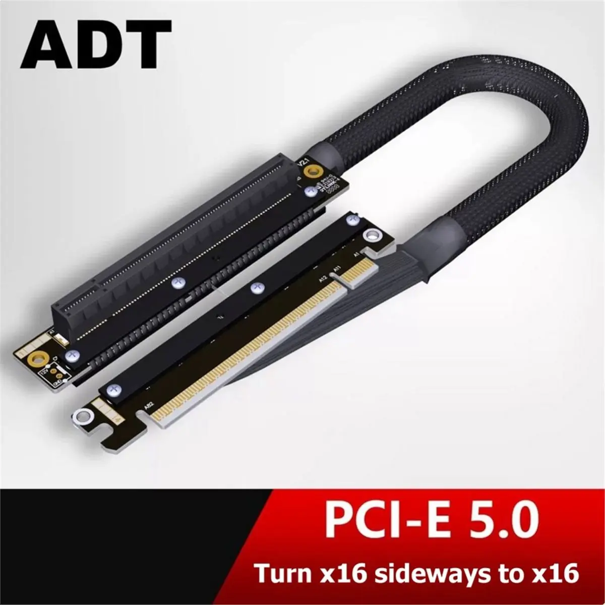 Y2372A*☀▃ADT-K33UF K33UR PCIe 5.0 X16 Dual Reverse Cable 512Gbps High Speed for 50 RX 90xx Series GPUs 20CM K33UF-TL