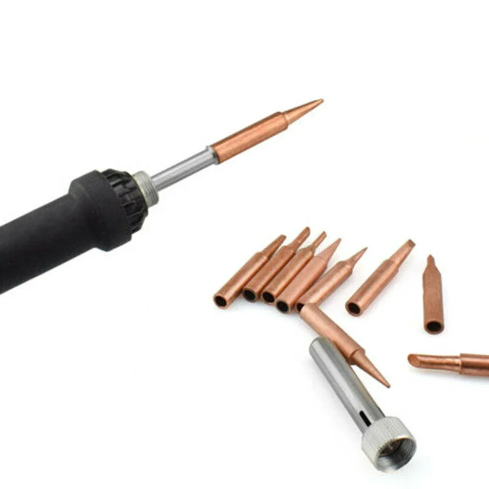 10pc/Set 900M-T Soldering Tip Pure Copper Electric Iron Head Series Solder Tool 900M, 933, 936, 937, 376, 907, 913, 951, 878D