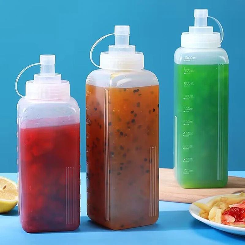 600/800/1000ML Squeeze Sauce Bottles Condiment Dispenser Large Mouth Dustproof Kitchen Seasoning Salad Sauce Olive Oil Bottle