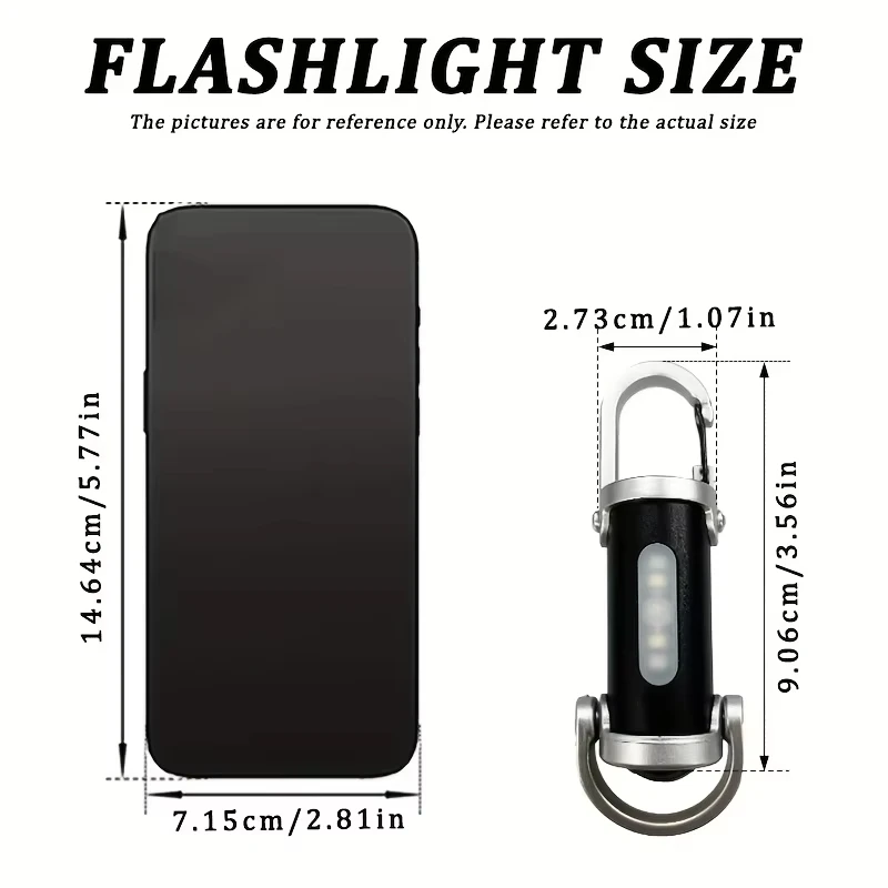 1-2PCS Rechargeable Keychain Flashlights Multifunction COB Work Light 6 Modes Emergency Keychain Light for Walking Searching