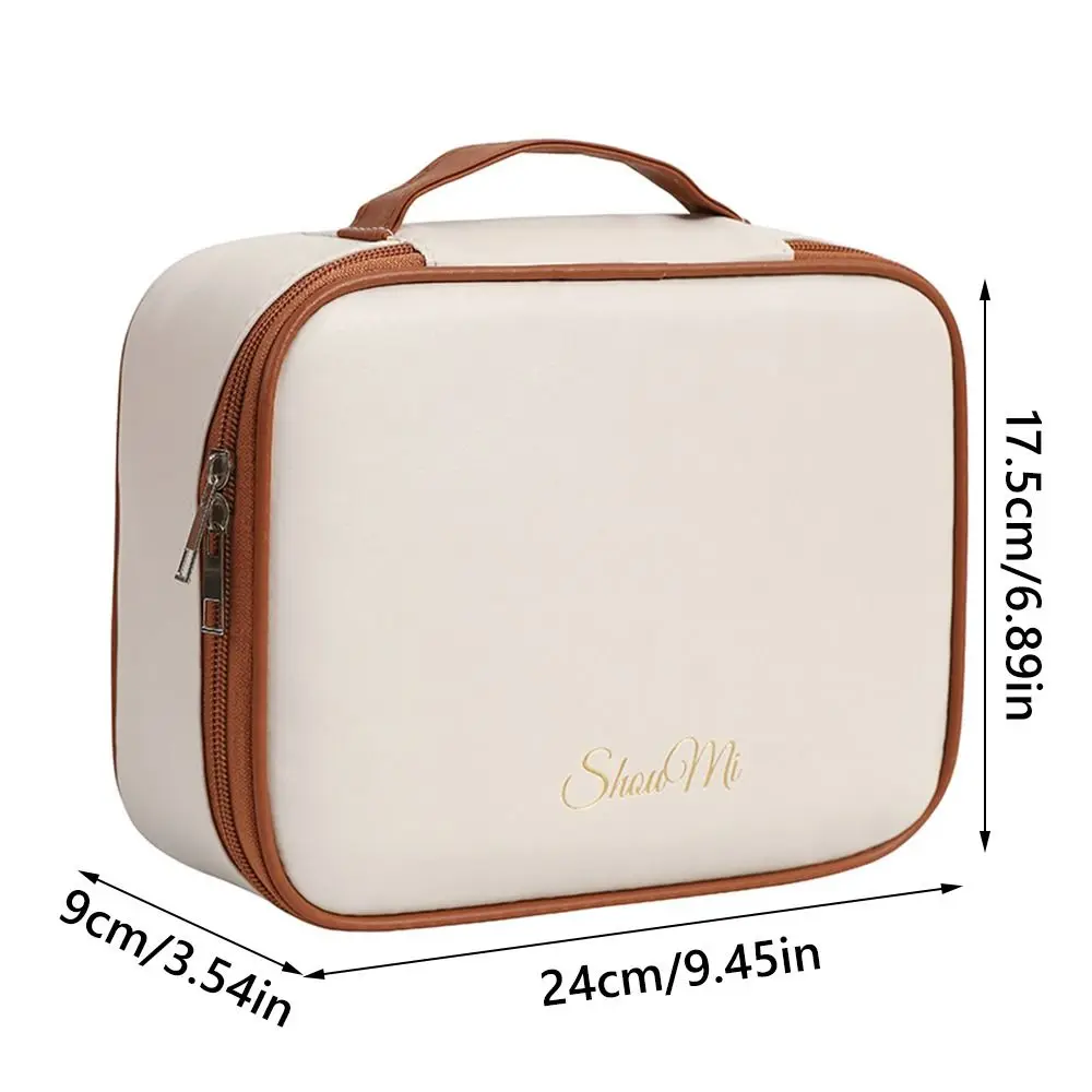 Square Detachable Makeup Bag Waterproof Zipper Cosmetic Bag PU Leather Compartmentalized Storage Makeup Bag Storage Bag