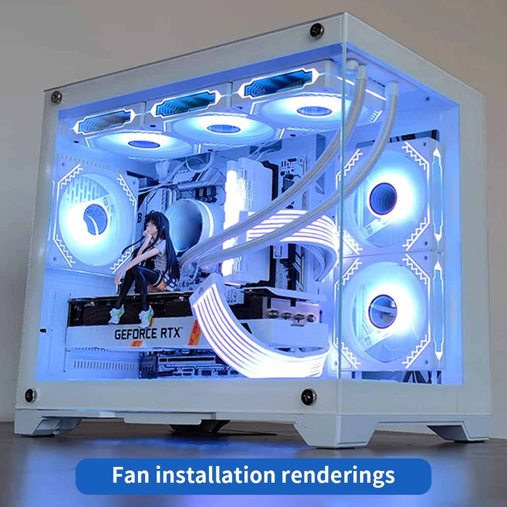 Aigo AIR12S RGB Fan Pc Computer Case 120mm 4pin PWM Cpu Water Cooler kit Fans Unlimited Space Argb 12cm Ventilador Cooling Fan image 3