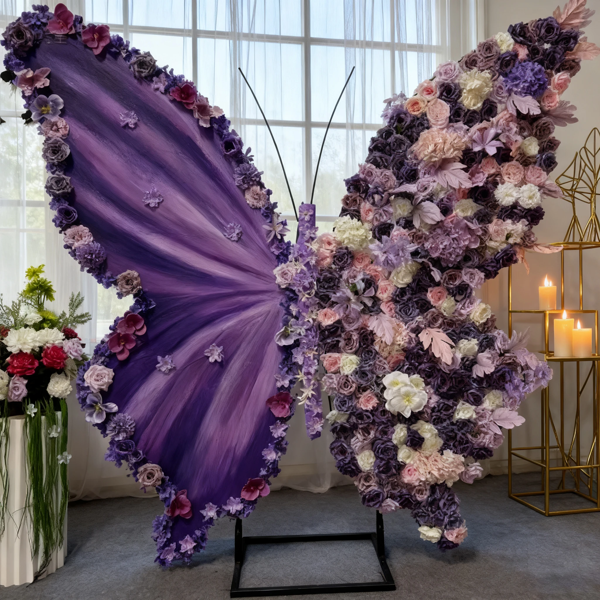 

Flowers Arch Artificial Floral Row Butterfly Wings Arch Artificial Flower Wall For Wedding Event Party Backdrop Decoration