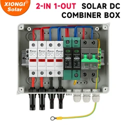 Solar photovoltaic PV Combiner Box With Ground Wire 2 input 1 out DC 600V Fuse MCB SPD Waterproof Box IP65 Wholesale