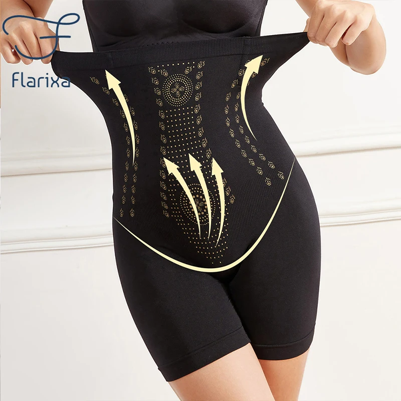 Flarixa Women's Seamless Postpartum Super High Waist Tummy Control Underwear Butt Lifter Square Leg Shorts Shapewear Body Shaper