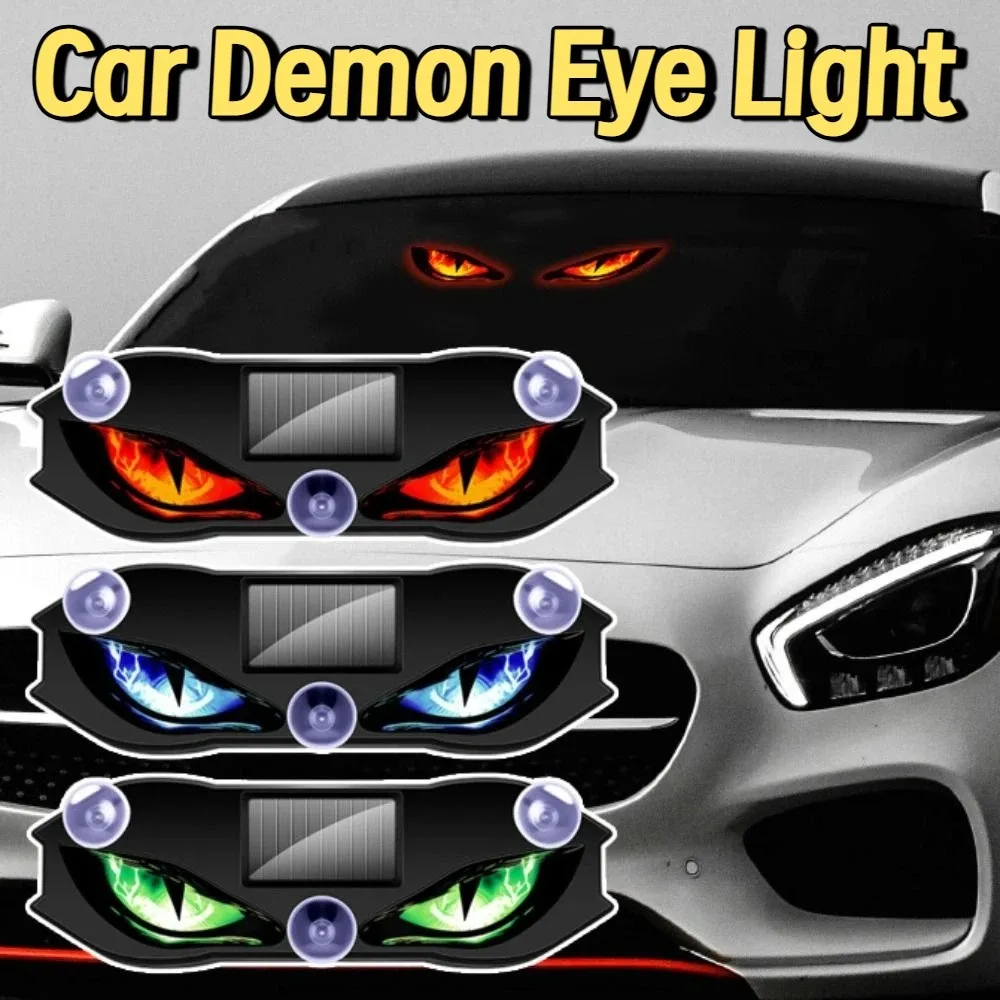 Creative Car Demon Eye Light Cool Flashing Solar Warning Light Safety Suction Cup Installation Rear Window Light Auto Decoration