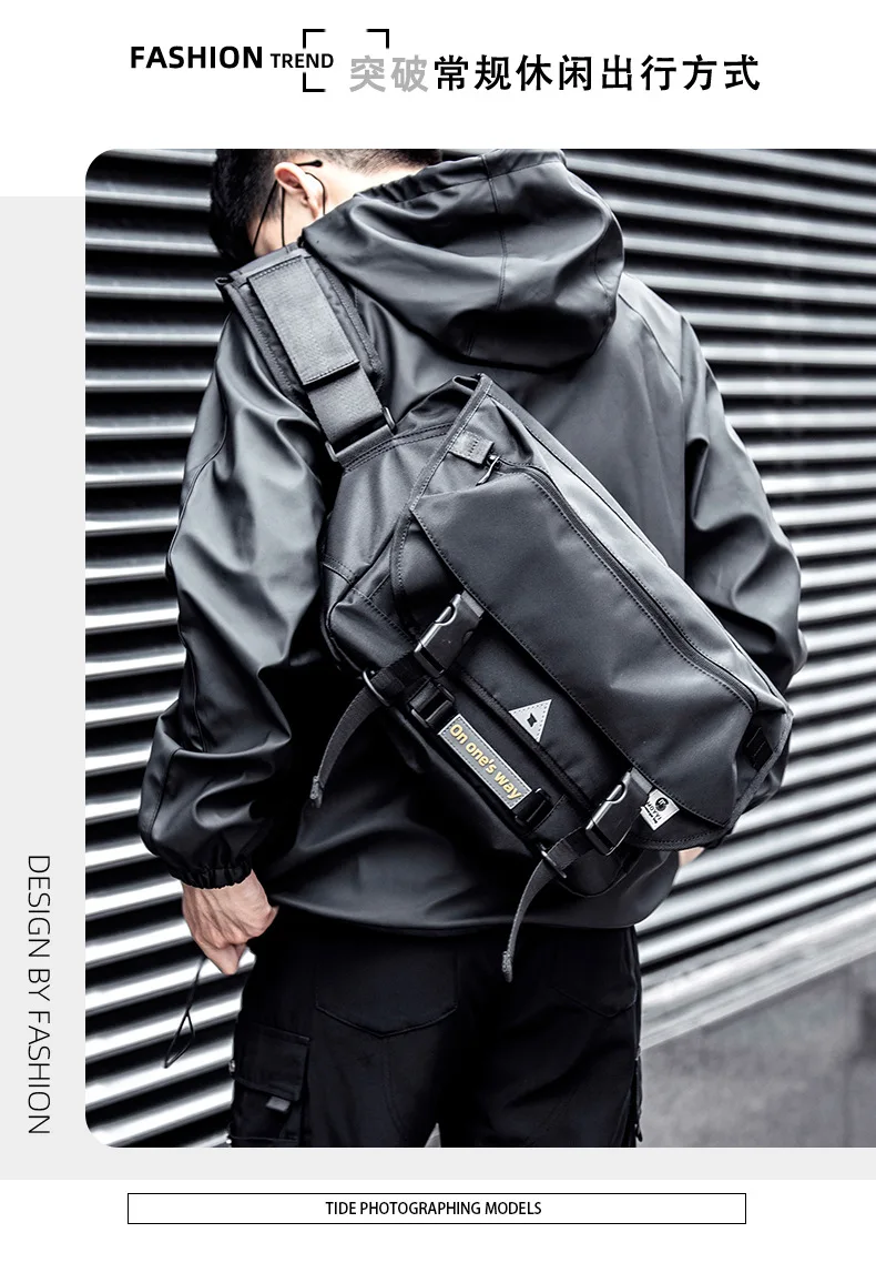 Bolso de hombro informal para hombre, bolsa de pecho impermeable, bandolera cuadrada, tendencia INS