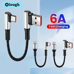 25CM 50CM 90 Degree Short Cable USB Type C To Type C 6A Fast Charge USB C Cable For iPhone 15 Huawei Xiaomi Power bank