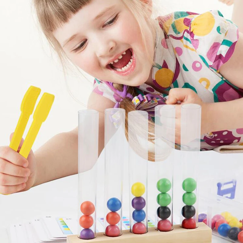 子供のための木製のテストチューブクリップ,色を合わせる,感覚ゲーム,教育玩具,子供のための細かいモーター,モンテッソーリアクセサリー