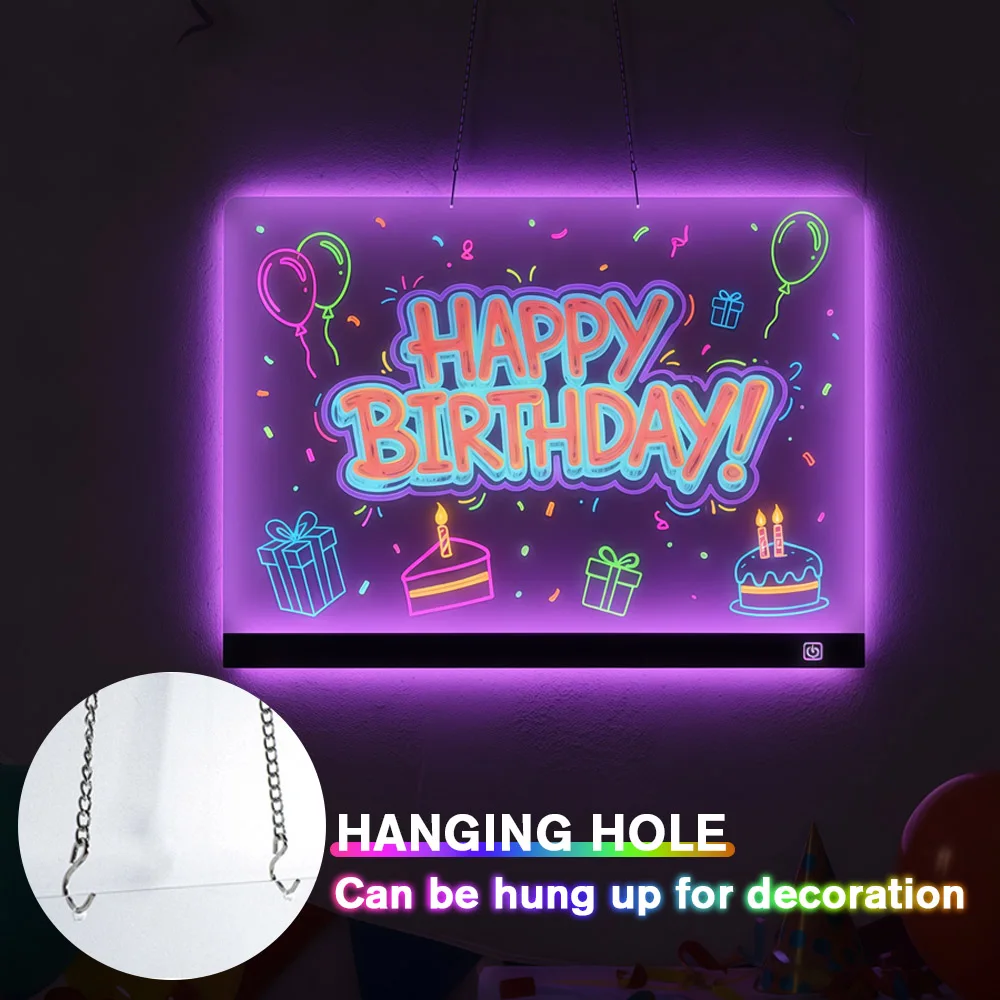 لوحة رسائل LED بإضاءة ليلية، لوحة رسم أكريليك متغيرة الألوان، لوحة رسم مضيئة لهدايا أعياد الميلاد والعطلات #5