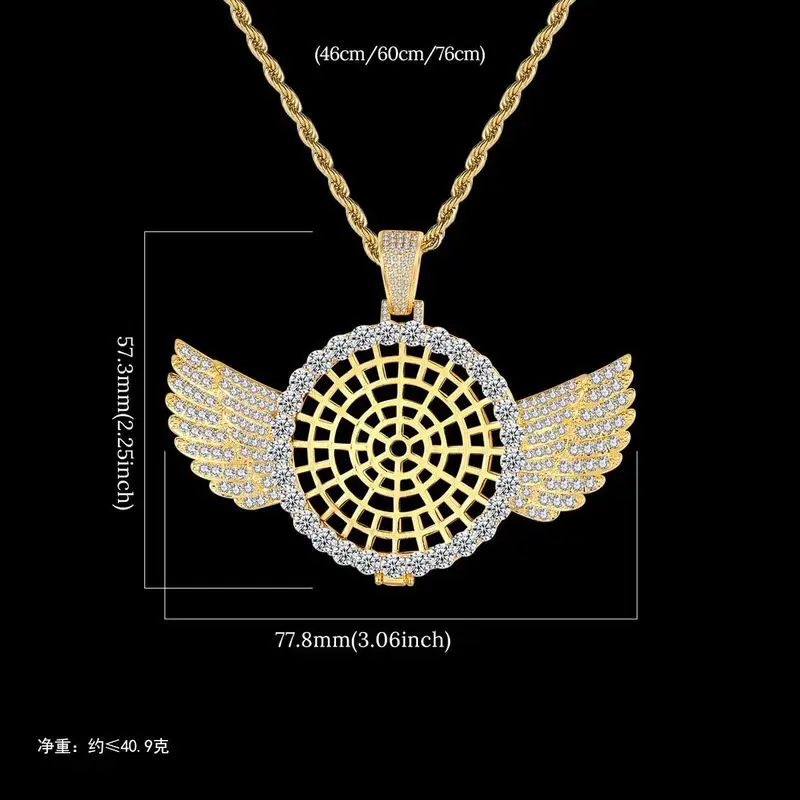 

Personalized Fashion Accessories Pendant Necklace Hip-hop Street Creative Hollow Copper Inlaid Zircon Openable Photo Box