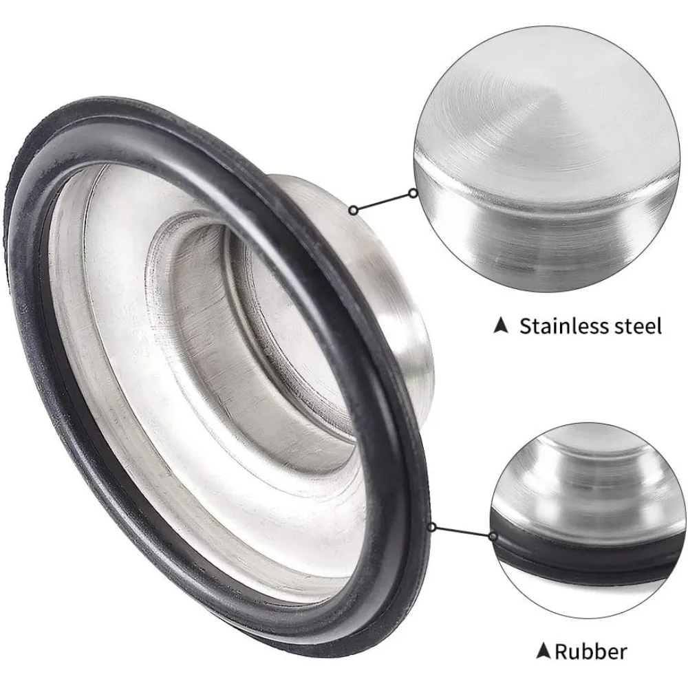 2 قطعة سدادة حوض المطبخ من الفولاذ المقاوم للصدأ، حافة واسعة كبيرة بقطر 3.38 بوصة - قابس التخلص من القمامة