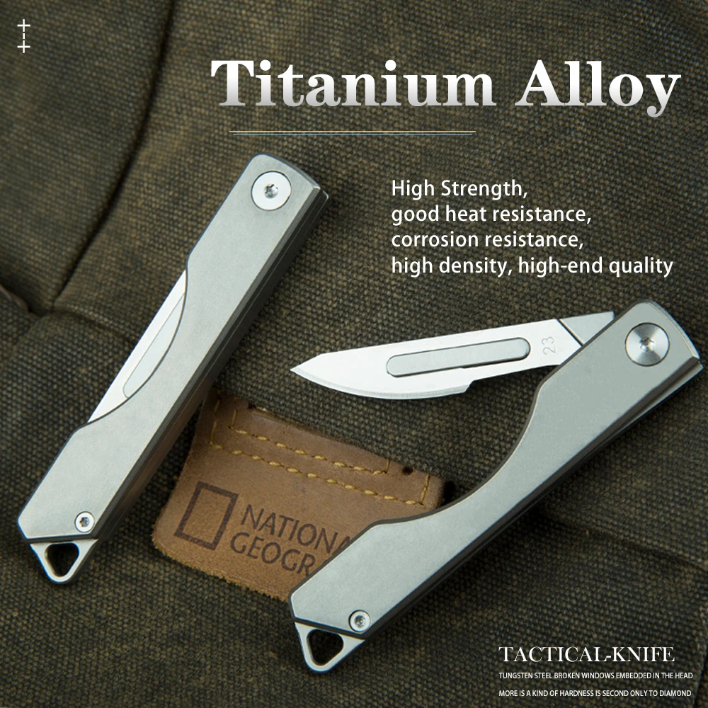 

Multifunctional Titanium Alloy Folding Knife Outdoor Rope Cutting Cut Meat Self Rescue Escape Assistant Portable EDC Tools