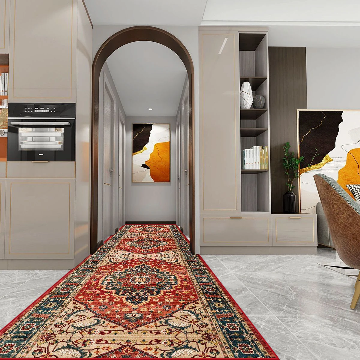 persian style large size Decoration home corridor carpet Lint-free Easy cleaning entryway long rug Stairway non-slip decor mat