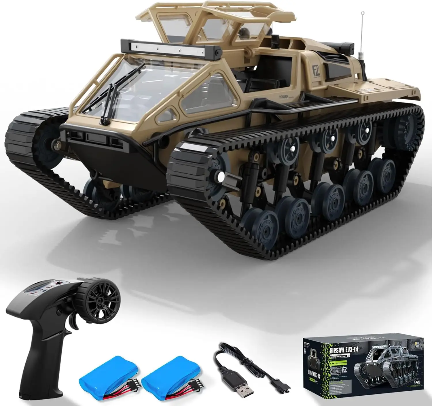 1:16 RC Tank Remote Control Tank Off-Road RC Truck 4WD RC Crawler 360°Rotating Drifting Car with  Batteries