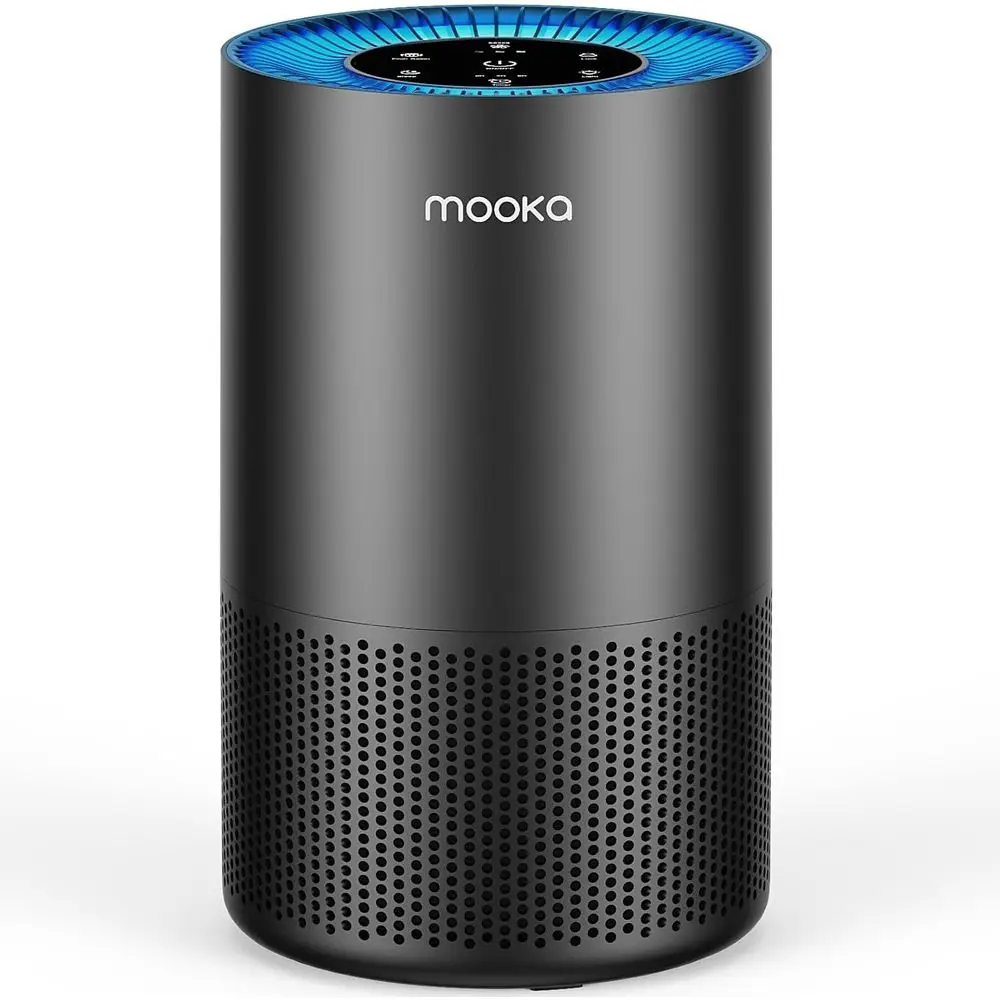 

True HEPA Air Purifier for Large Rooms up to 1300 Sq Ft, 360° Airflow, Ultra Quiet, Suitable for Pets and Allergens (Black)
