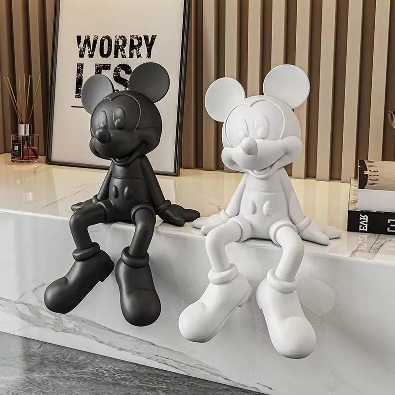 Disney Large Mickey Mouse Sitting Resin Movable Statue Series Model Statue Doll Home Bedroom Decoration Collection Model Gift