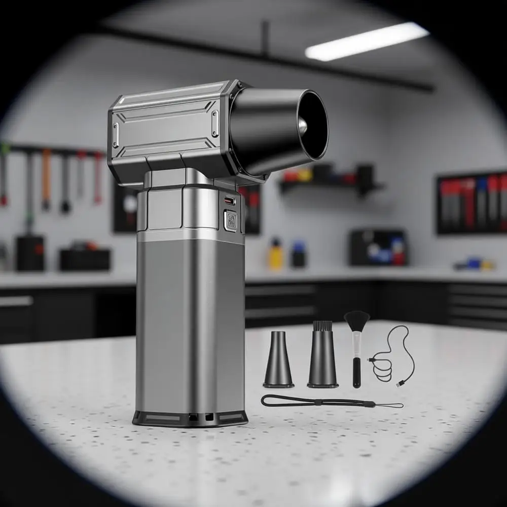 

Модернизированный электрический воздуходув 40 мм, 450 г, с мощным потоком воздуха, компактный, перезаряжаемый, с 4-ступенчатой регулировкой для автомобиля и дома