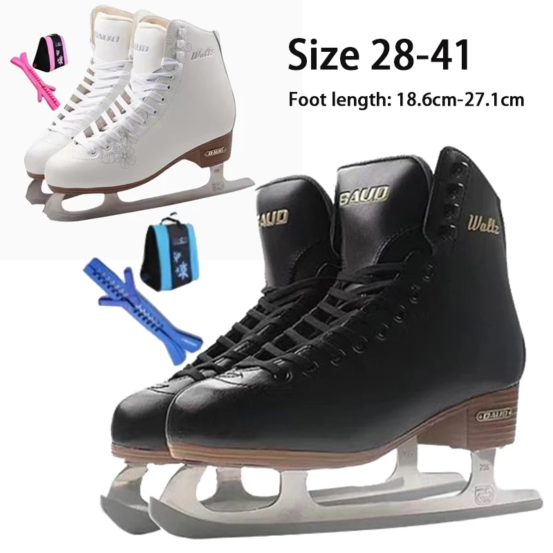 Size 28-41 Ice Figure Skate Shoes Kids Adult Warm Thicken Outdoor Skating Ice Rink Traning Sneakers With Ice Blade Inline Skates