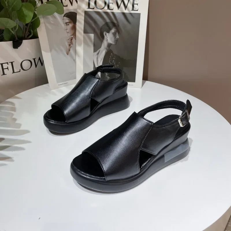 2024 Summer Wedge Platform Sandals Fashion Retro Romen Beach Shoes Ladies Casual Peep Toe Soft Comfortable Sandalias De Mujer