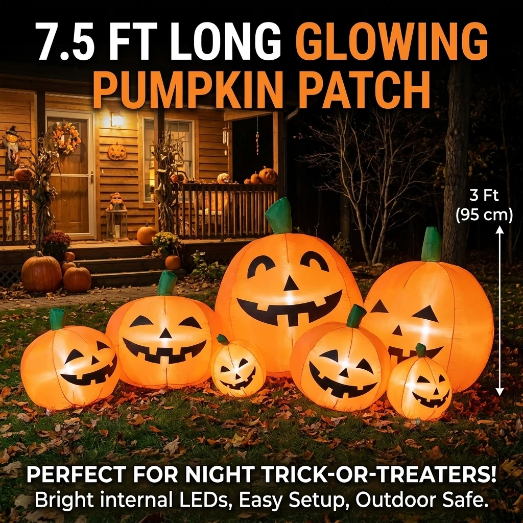 Outdoor Furniture Warehouse - 7.5FT Halloween Inflatable Pumpkin Decoration LED