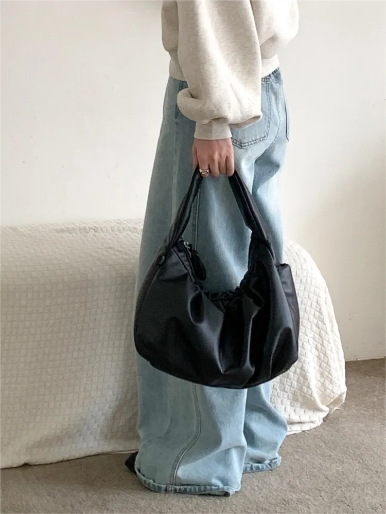 

Soft PU Leather Shoulder Bags For Women Fashion Pleated Design Small Underarm Bag 2025 New Korean High-quality Trend Handbags