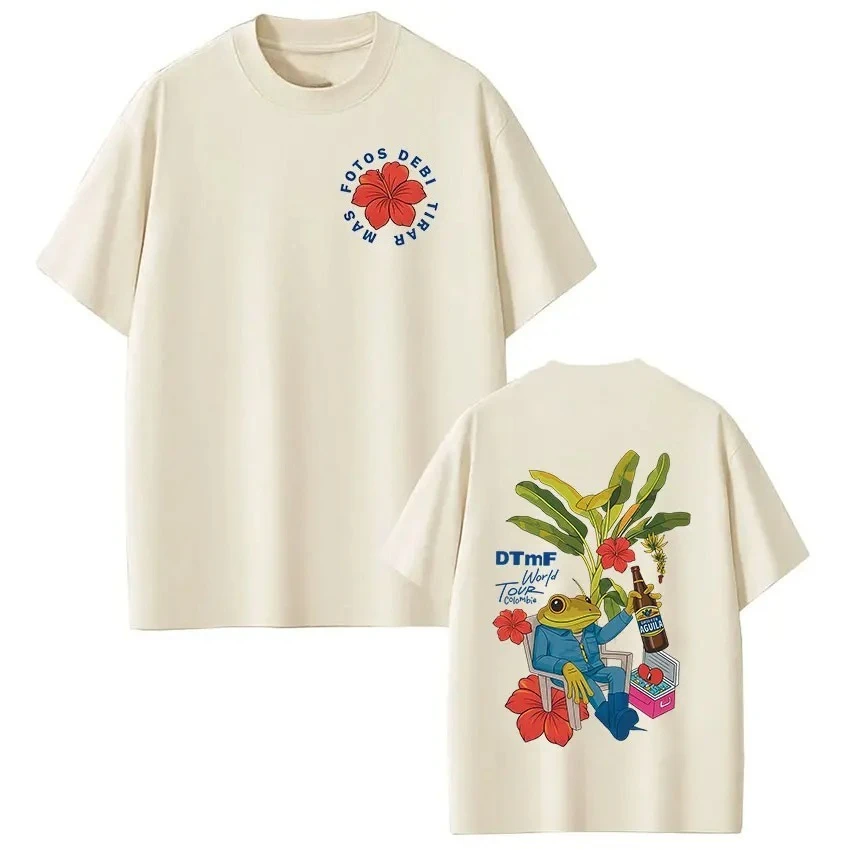 Fashion Vintage Hip Hop Men Women T-shirts Rapper Bad Bunny T-shirt Debi Tirar Mas Fotos DTMF World Tour T Shirts Streetwear