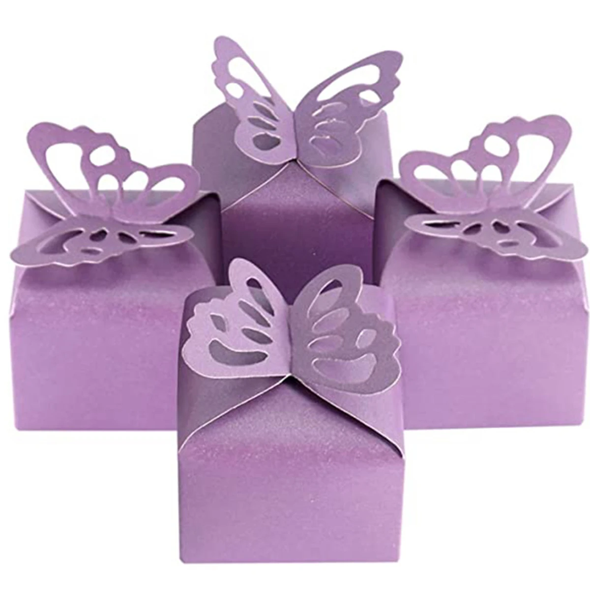 100pcs Pearl Butterfly Candy Box Party Candy Biscuit Small Gift Box Pearl Paper Solid Color Butterfly Candy Box Square Box