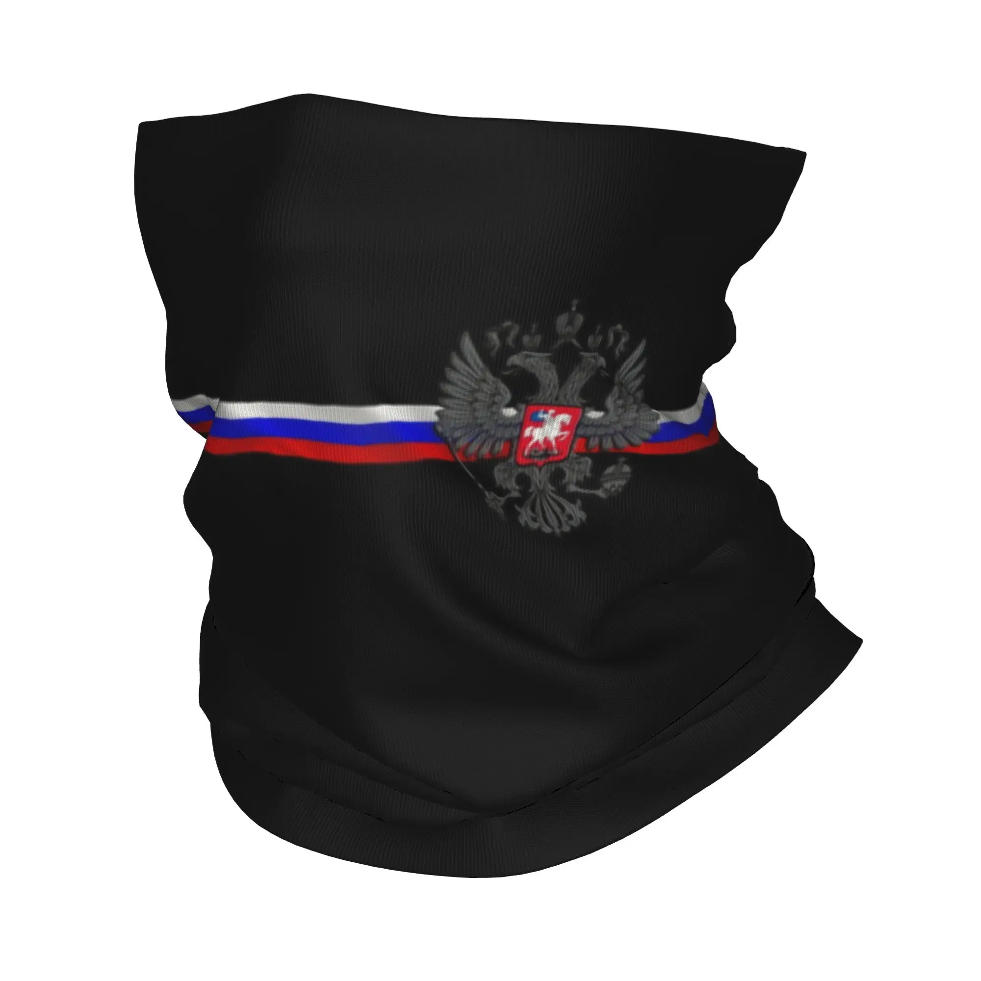 Russian Flag Bandana Neck Gaiter for Hiking Hunting Men Women Wrap Scarf Russia Coat of Arms Balaclava Warmer Face Scarf Cover