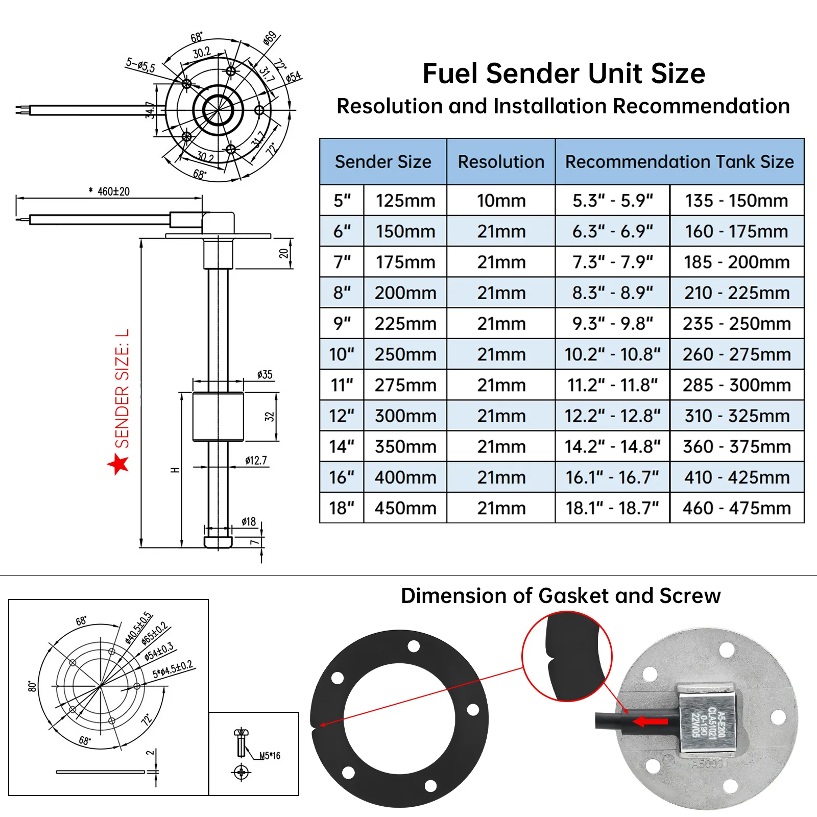 Stainless Steel 304 0-90ohm Fuel Float Level Sensor for 0-90 ohm Fuel Level Gauge Oil Tank Meter Sensor Car Boat customized