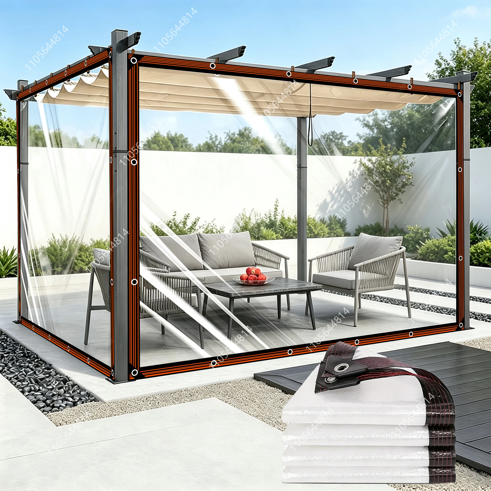 Transparent Vinyl Tarp With Grommets Waterproof Rainproof Warm‑Keeping Side Curtain For Outdoor Patio Garden Balcony