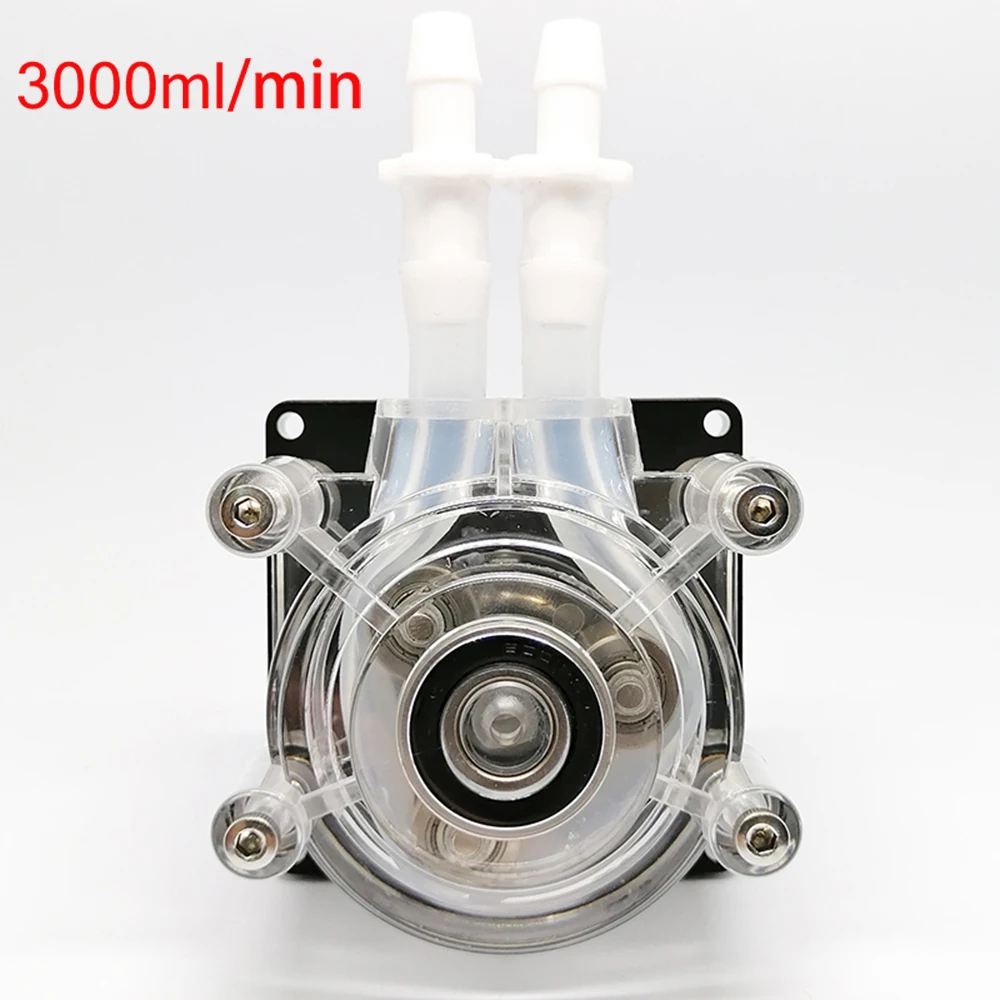 GROTHEN DC 24V مضخة تمعجية كبيرة معدل تدفق مضخة الجرعات السائلة 3000 مل / دقيقة 3 بكرات مع أنبوب BPT المكرر للطعام