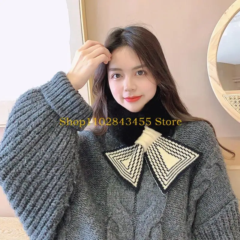 49MC فرو الأرنب الصناعي طوق أفخم طوق الرقبة أدفأ الشتاء شال التفاف الفتيات التفاف