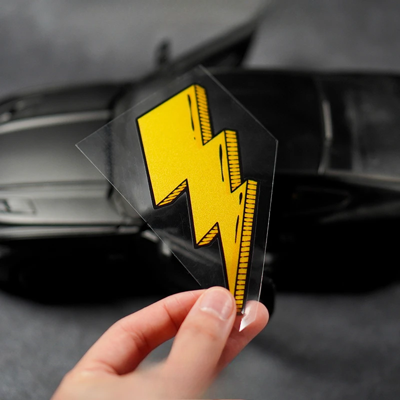 1PC Yellow Lightning Motorcycle Stickers Waterproof DIY Motorbike Fuel Tank Helmet Electric Scooter Vinyl Decals Decoration