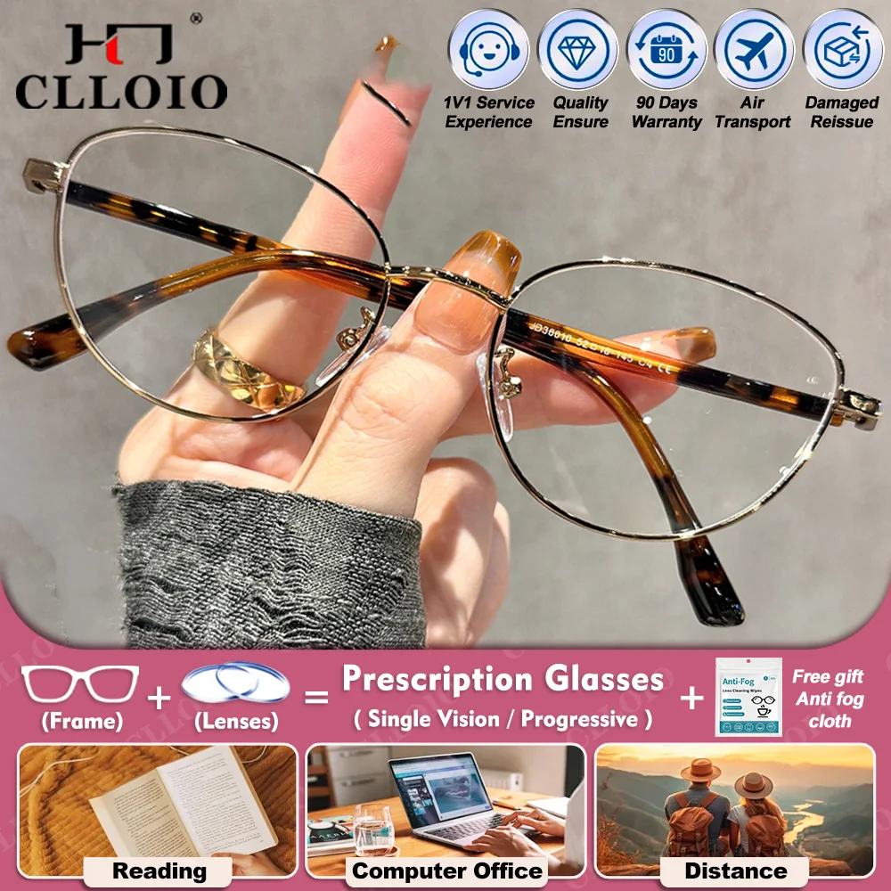 

CLLOIO Luxury Business Cat Eye Frame Multifocal Prescription Glasses Women Blue Light Filter Myopia Hyperopia Reading Eyeglasses