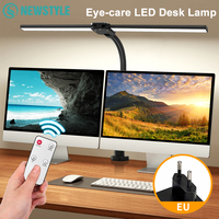 24W Ultra Bright LED Desk Clip Lamp 2-Head 80cm 280LED Eye-Caring Reading Table Lamp with Remote Control 1000LM PC Monitor Light