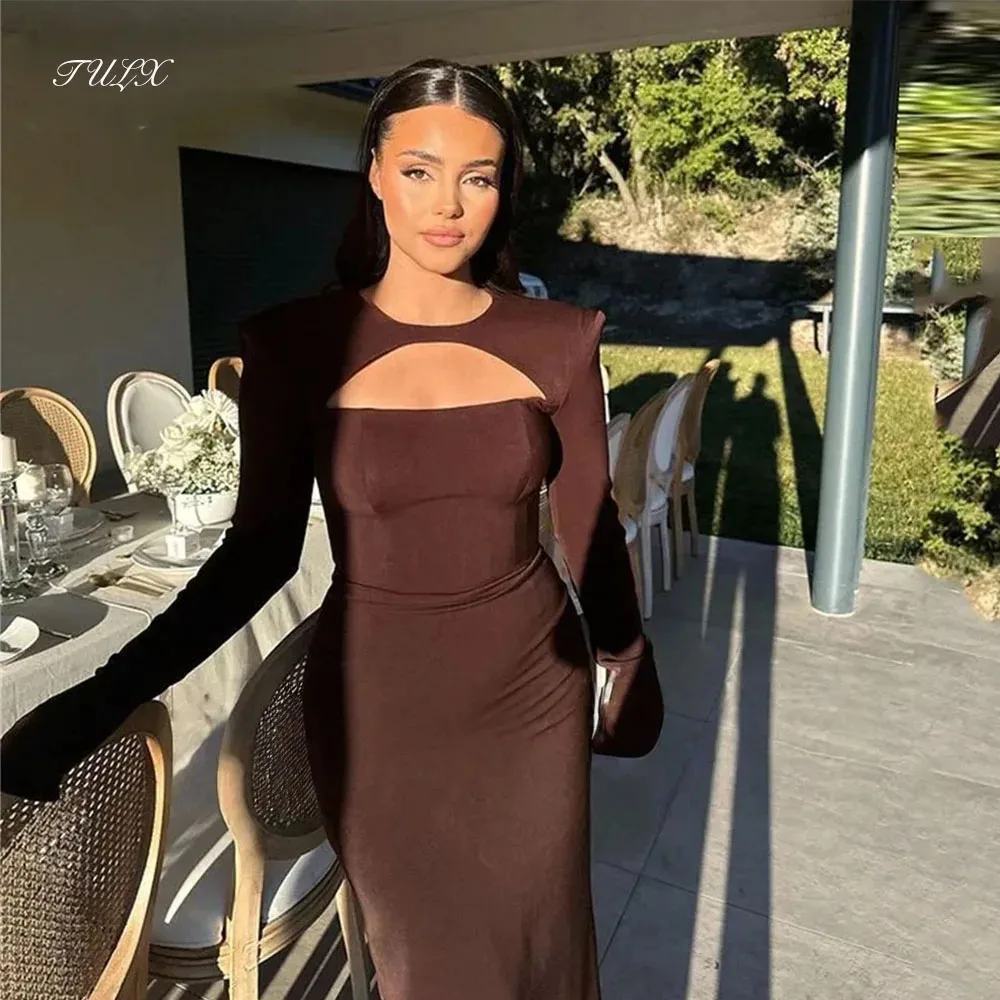 

SPRAYING Elegant Mermaid Long Evening Dresses O Neck Long Sleeves Formal Bridal Party Dress Customized Robe De Soirée Femme 2026