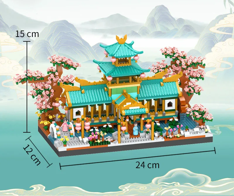 Architecture mythologique Micro Daimond bloc chine mariage pavillon figurines assemblage brique de construction jouets éducatifs Nanobrick