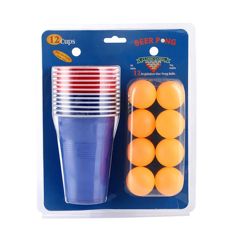 12/24 Cups Beer Pong Set Drinking Cup Board Game Home Party Plastic Cups Reusable Red Cups Toss Table Games Party Bar Supplies