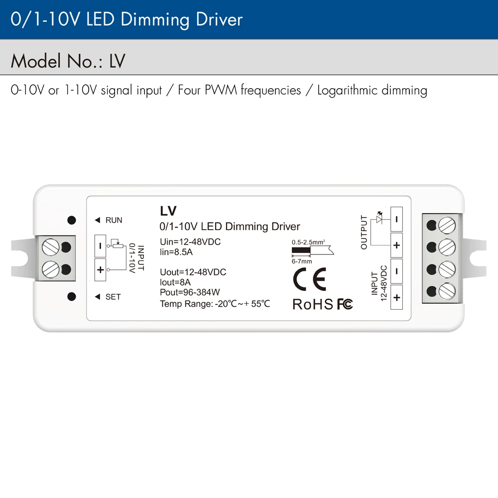 Imagem -05 - Mini cv Led Dimming Controller Canal dc 12v 24v 36v 48v Pwm Tensão Constante Saída 8a 384w Canal 010v bt