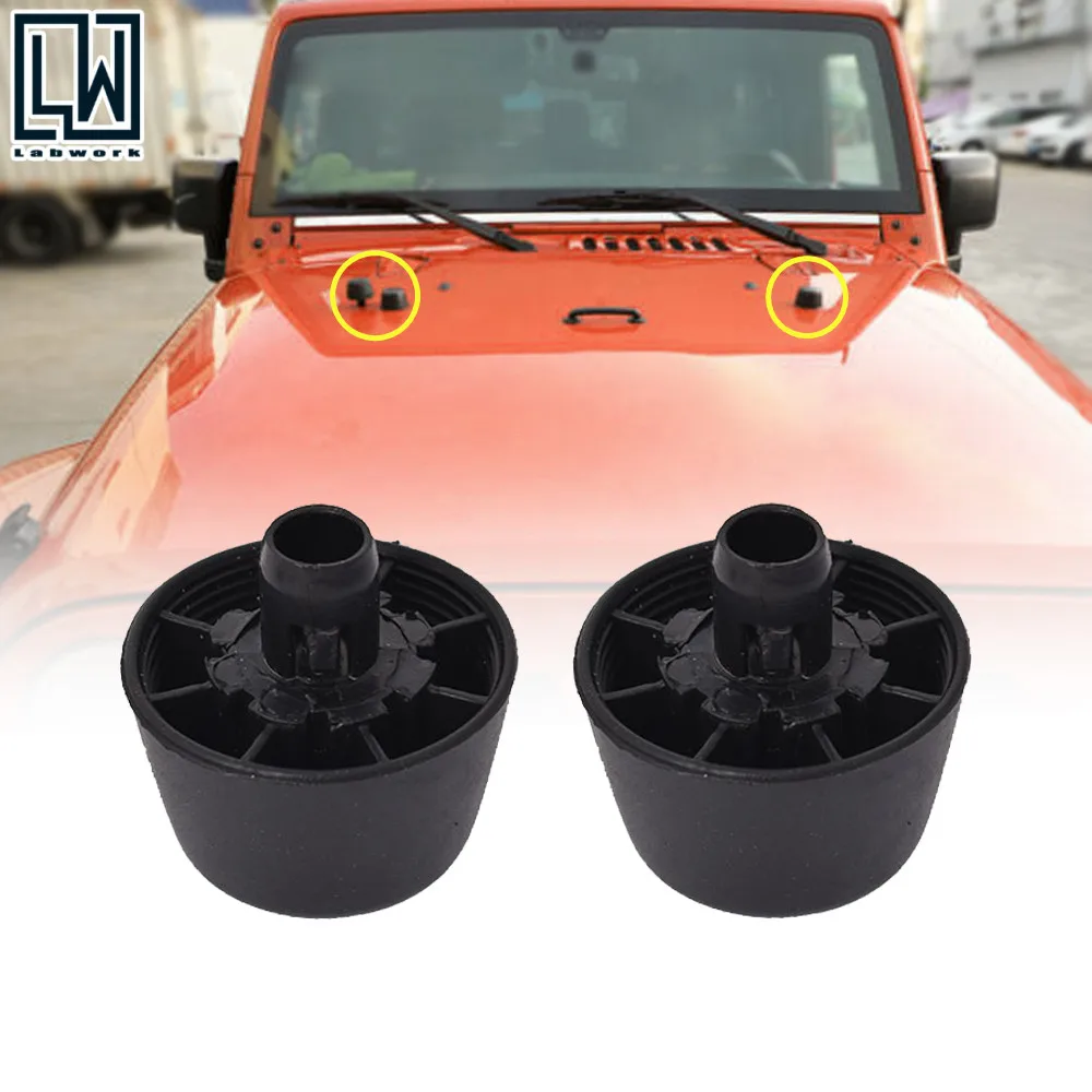 2pcs Rubber Bumper Cushion Black Hood Stoppers For JEEP WRANGLER JK 07-18 Body