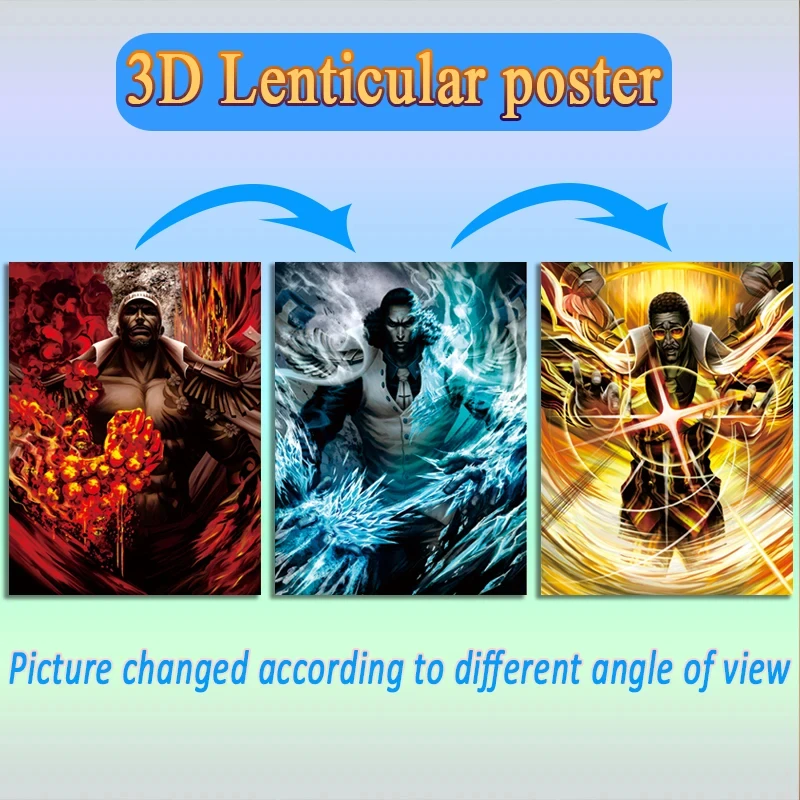 Anime ONE PIECE Borsalino/Sakazuki/Kuzan 3D Poster Wall Art Children Birthday Gift 3D Lenticular Poster Wall Art Home Decor