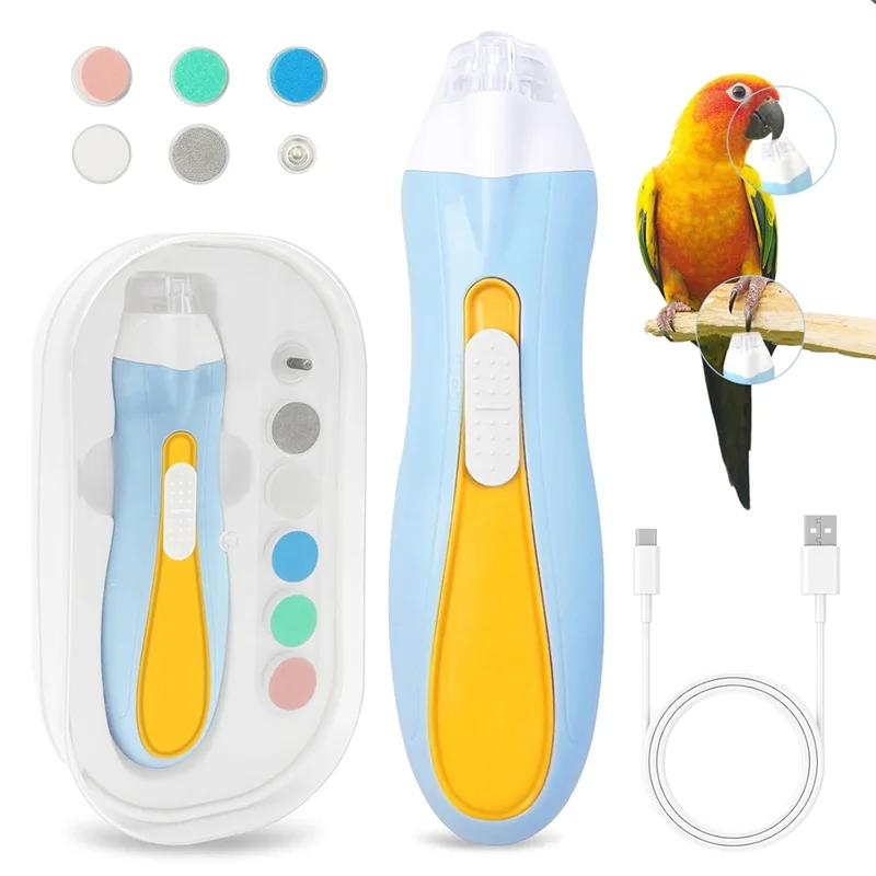ماكينة تشذيب أظافر SHGO-Bird مع ضوء LED، مطحنة منقار كهربائية تتميز بـ 6 إعدادات قابلة للتعديل للسرعة وحجر طحن بديل