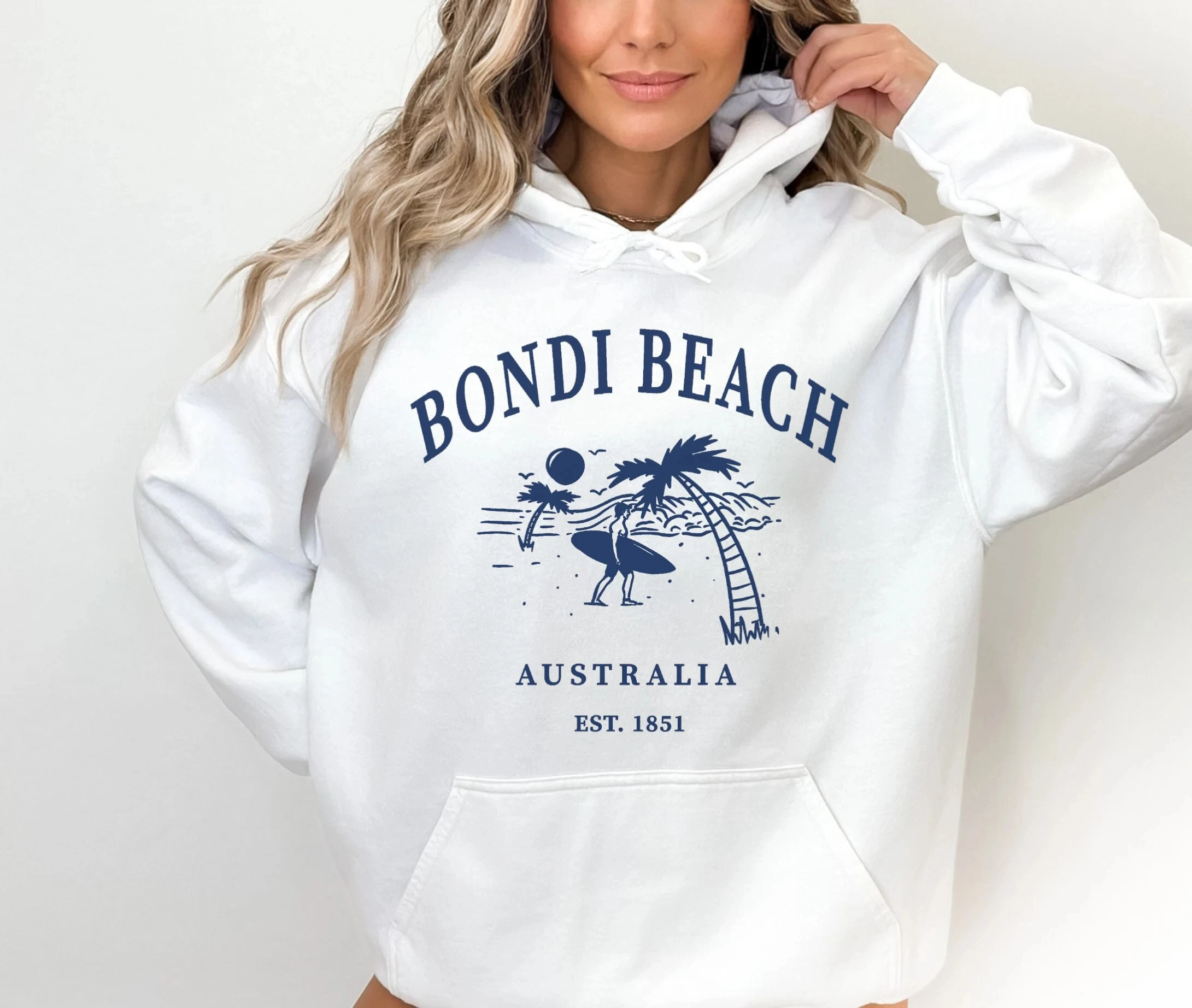 

Пляжная толстовка Bondi, мужская и женская толстовка с длинными рукавами, пуловер Y2k, топы, модная повседневная осенне-зимняя одежда, толстовки