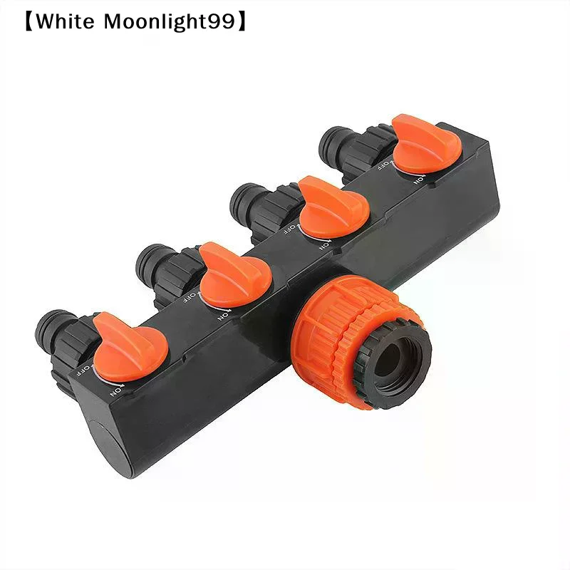 Garden Drip Irrigation Splitter 4 Way Water Pipe Adapter Heavy Duty Tap Connector for Backyard Irrigation System〔White〕