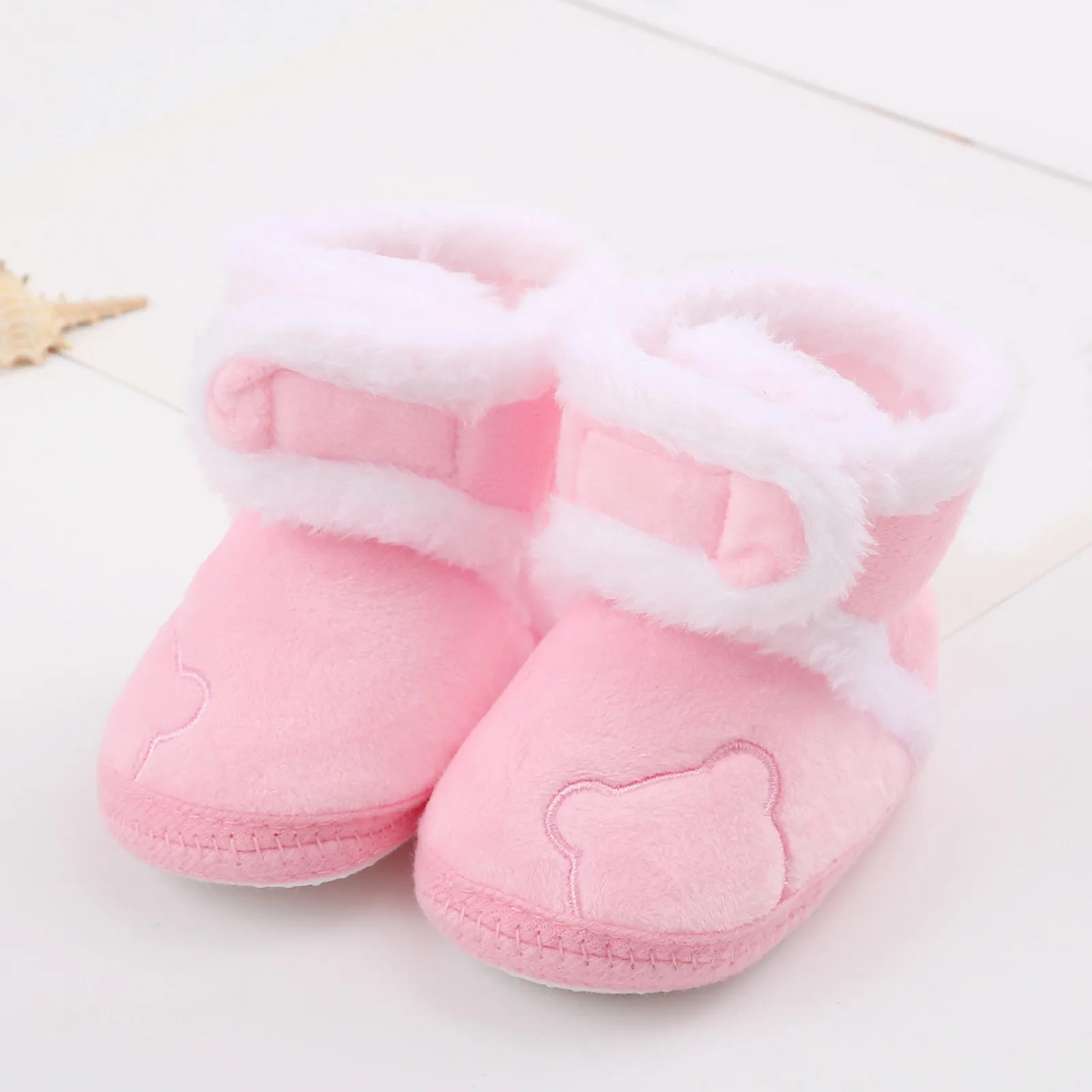 

Baby Thickened Plush Boots Flat Shoes Infant Girls Boys Non-Slip Soft Sole First Walker Winter Warm Crib Shoes